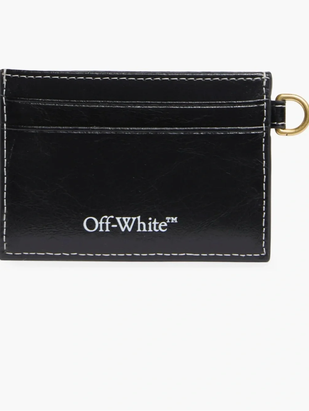 Off-White Black Leather Card Holder with White Logo